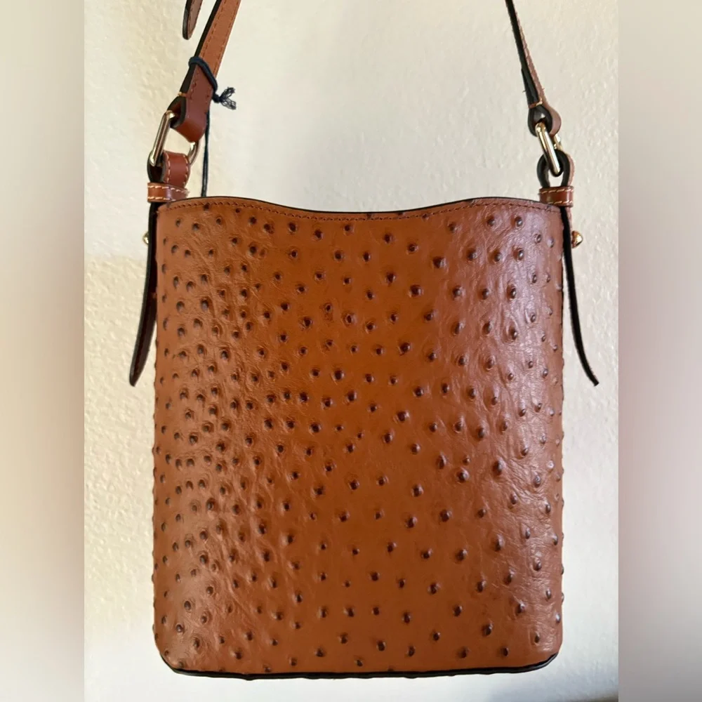 Dooney & Bourke Tan Ostrich-Embossed Crossbody Bag - Picture 2 of 8